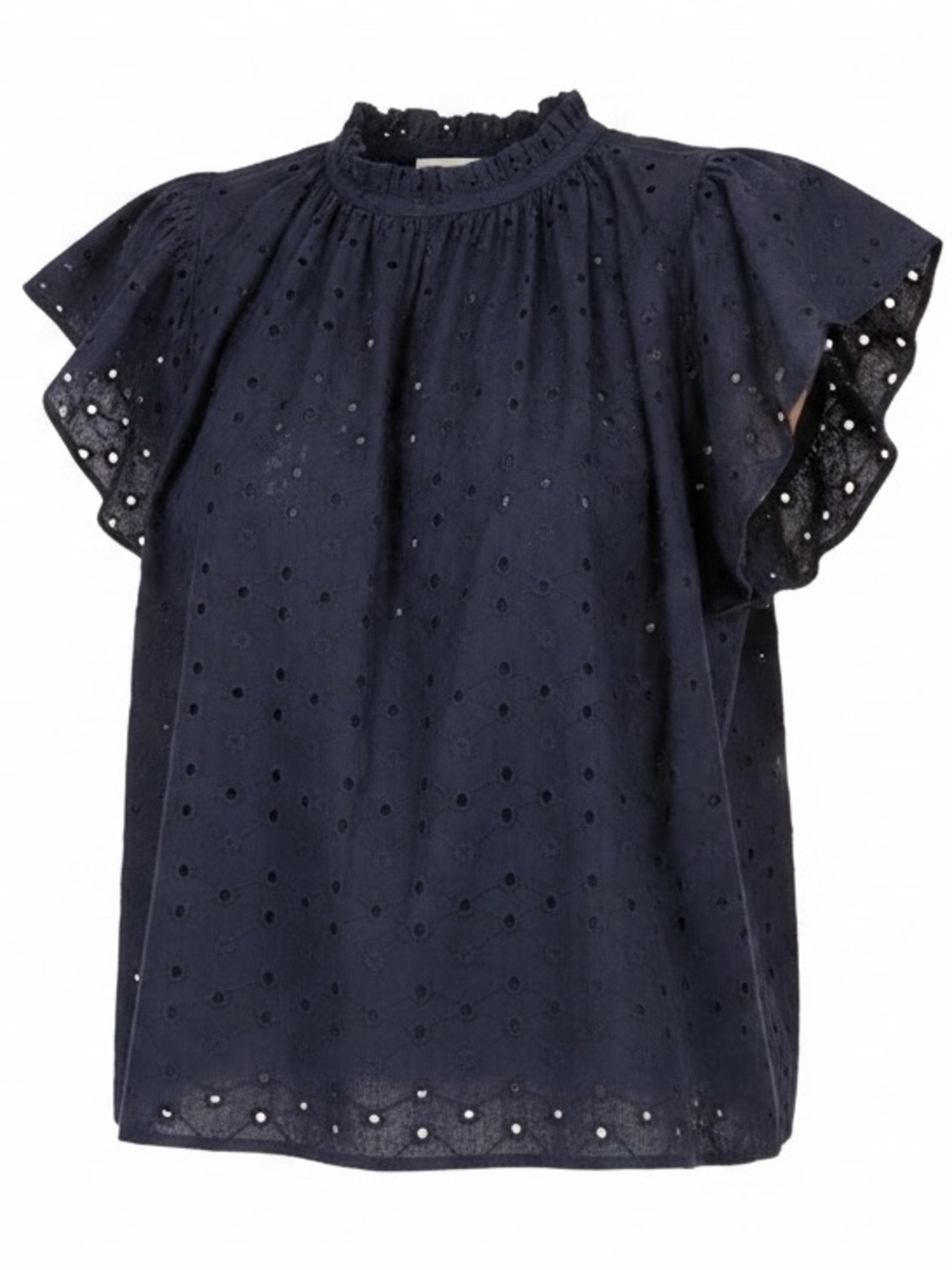 Trovata Birds of Paradis Clara Blouse Navy Inkwell Eyelet Medium $278
